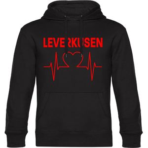 multifanshop Kapuzen Sweatshirt - Leverkusen - Herzschlag - Druck rot - Hoodie