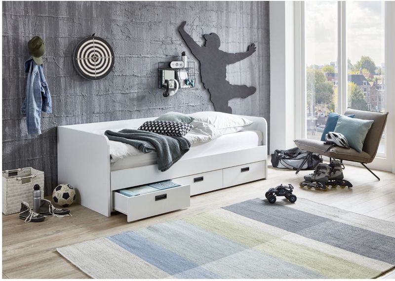 Relita Funktionsbett Bianca 90 x 200 auf 180 x 200 cm ausziehbar, Ausf. Spanplatte weiß Dekor