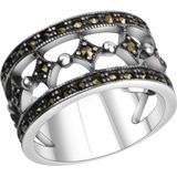 Zeeme Gemstones Ring Silber 925 oxidiert mit 40x Markasit