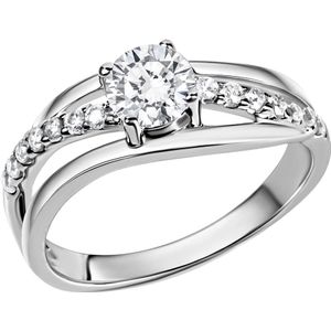 Zeeme Silber, Vivance Ring Silber 925 rhodiniert mit Zirkonia weiß