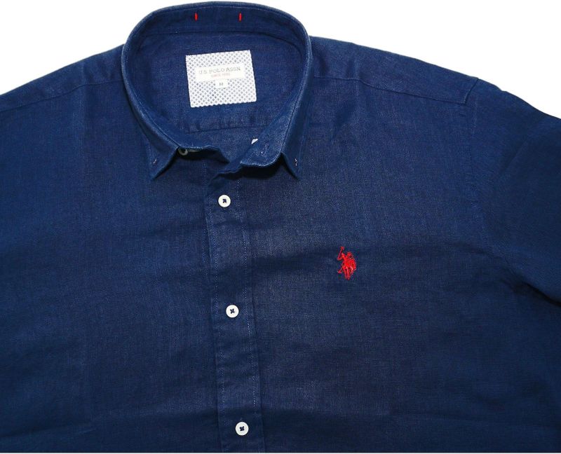 U.S. POLO Shirt Leinenhemd Button Down Linenshirt