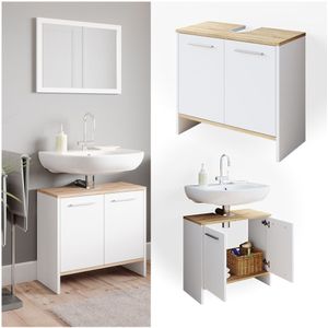 Vicco Waschtischunterschrank Badschrank Badezimmerschrank Elvio Weiß Sonoma Tür