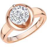 Zeeme Basic Ring Silber 925 rosé-vergoldet mit weiße Zirkonia-Stein 8mm