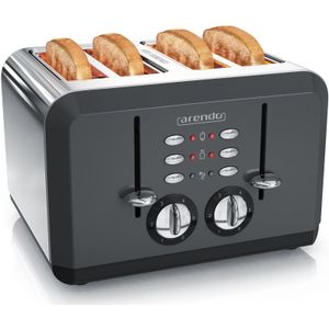 Arendo Toaster für 4 Scheiben, 1630 W, Automatik, Edelstahl, Wärmeisolierendes Doppelwandgehäuse, grau