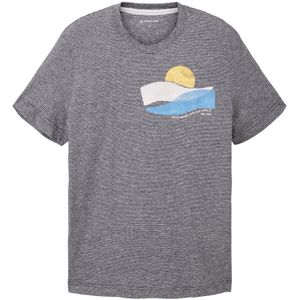 Tom Tailor T-Shirt Gestreiftes Kurzarmshirt mit Rundhalsausschnitt und Foto-Print