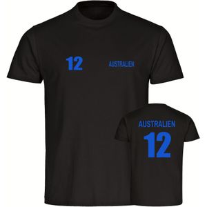 multifanshop Kinder T-Shirt - Australien - Trikot Nummer 12 - Druck blau - Kind
