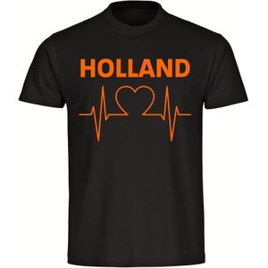 multifanshop Herren T-Shirt - Holland - Herzschlag - Druck orange - Männer