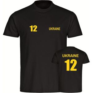 multifanshop Herren T-Shirt - Ukraine - Trikot Nummer 12 - Druck gelb - Männer