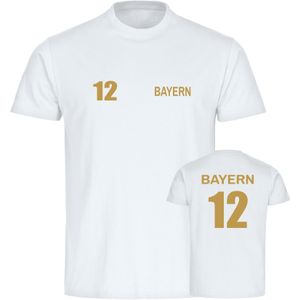multifanshop Herren T-Shirt - Bayern - Trikot Nummer 12 gold - Druck gold metallic - Männer