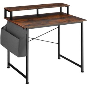 tectake® Schrebitisch, Industrial Style, mit Monitorständer und Aufbewahrungstasche, 120 x 60 x 110 cm