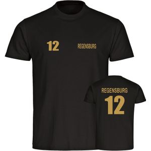 multifanshop Herren T-Shirt - Regensburg - Trikot Nummer 12 gold - Druck gold metallic - Männer
