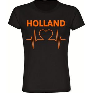 multifanshop Damen T-Shirt - Holland - Herzschlag - Druck orange - Frauen