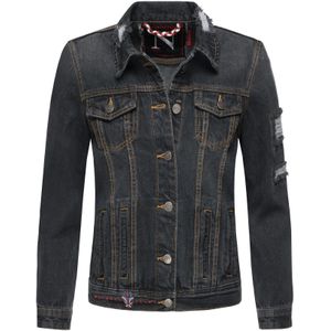 NAVAHOO Damen Jacke Übergangsjacke Jeans Frühling Destroyed Jeansjacke Pamuyaa