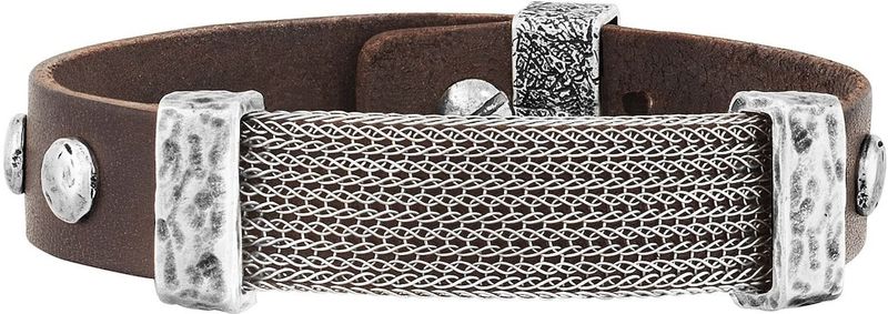 Seven-24 Armband Edelstahl mit braunem Leder