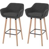 2er-Set Barhocker Vaasa T381, Barstuhl Tresenhocker ~ Textil, dunkelgrau