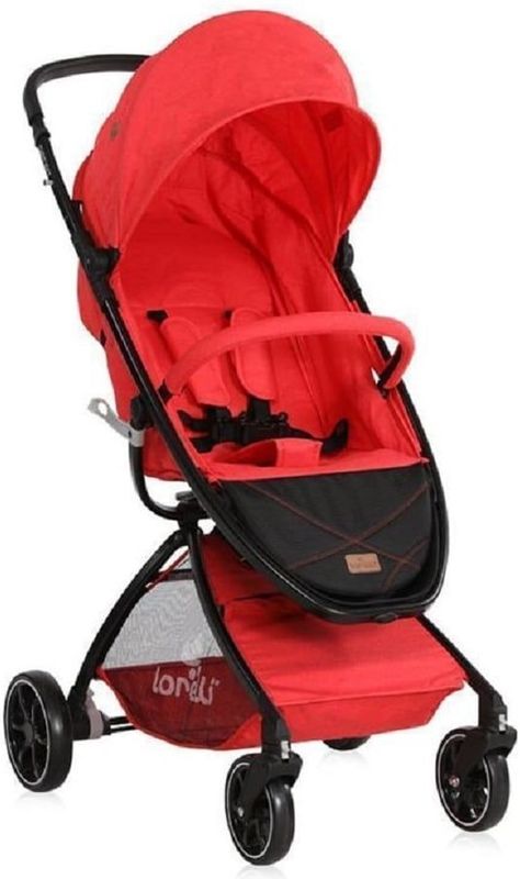 Lorelli Kinderwagen SPORT mit Korb, verstellbares Sonnendach, Fußsack, klappbar rot