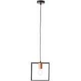 BRILLIANT Lampe, Arica Pendelleuchte 20x20cm schwarz/holzfarbend, 1x A60, E27, 60W, Kabel kürzbar / in der Höhe einstellbar