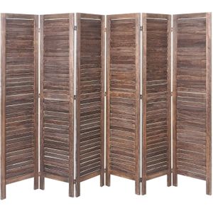 Paravent MCW-G30, Trennwand Sichtschutz Raumteiler, Shabby-Look 170x240cm ~ braun