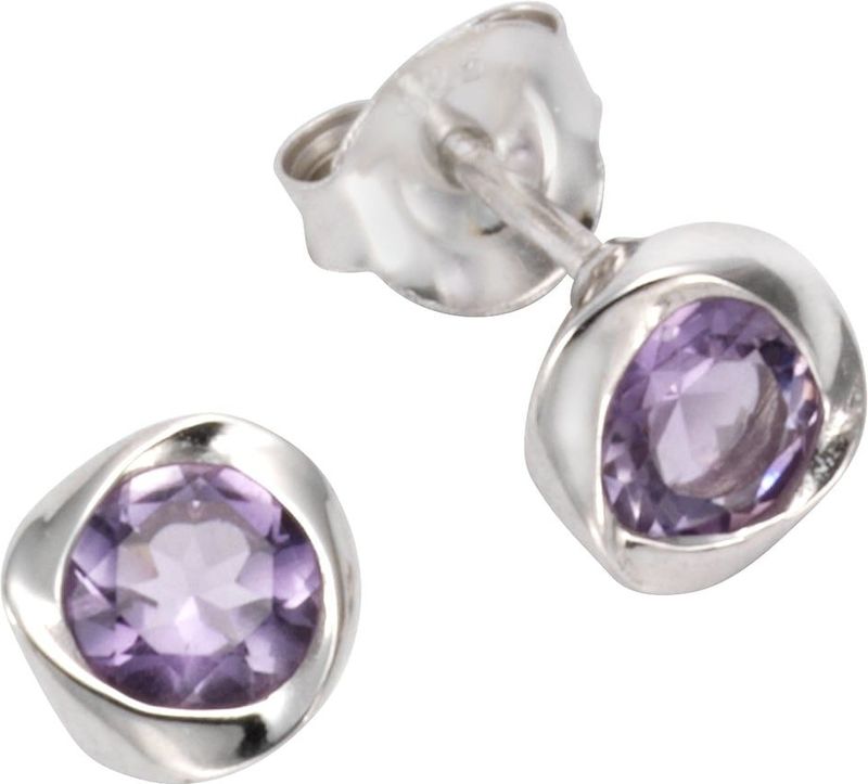 Zeeme Gemstones Ohrringe Silber 925 rhodiniert mit echtem Amethyst