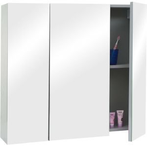 Spiegelschrank MCW-B19b, Badschrank Hängeschrank, 6 Regalböden hochglanz MVG-zertifiziert 70x80x16cm ~ grau