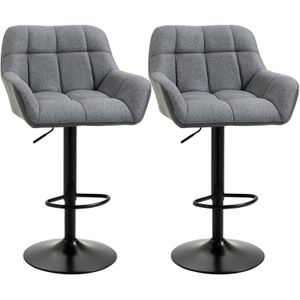 HOMCOM Barhocker Kunstleder-Leder, Leinenoptik, Schaumstoff, Stahl