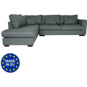 Ecksofa MCW-J58, Couch Sofa mit Ottomane links, Made in EU, wasserabweisend 295cm ~ Stoff/Textil grau