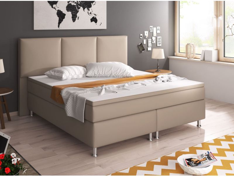 Inter Handels Boxspringbett Oslo 180x200 cm Kunstleder muddy