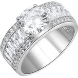 Zeeme Silber Ring 925/- Sterling Silber rhodiniert Zirkonia