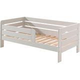 Juniorbett mit Liegefläche 70 x 140 cm, Umrandung mit waagerechten Paneelen, Ausf. MDF weiß lackiert