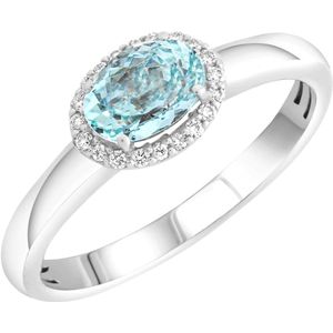Diamonds by Ellen K. Ring Weißgold 585 mit echtem Aquamarin und 36 Diamanten 0,09ct.
