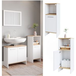 Vicco Midischrank Badschrank Badezimmerschrank Elvio Weiß Sonoma Fächer Ablage