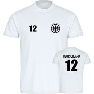 multifanshop Kinder T-Shirt - Deutschland - Adler Retro Trikot 12 - Druck schwarz - Kind