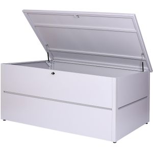 Gartentruhe MCW-J56, Aufbewahrungsbox Auflagenbox Truhe, Wasserdicht Metall Edelstahl 69x185x85 783l ~ hellgrau