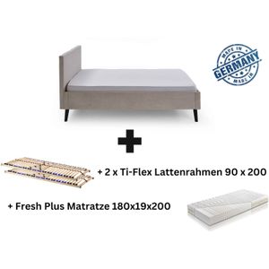 Polsterbett 180 x 200 Viola Bettgestell mit Kopfteil Beige