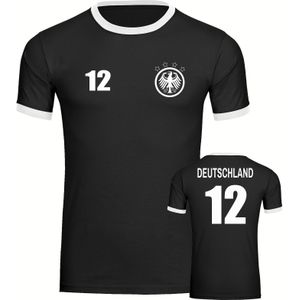 multifanshop Kontrast T-Shirt - Deutschland - Adler Retro Trikot 12 - Druck weiß - Männer