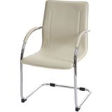Esszimmerstuhl Perm, Freischwinger Küchenstuhl Lehnstuhl Stuhl, Stahl ~ creme