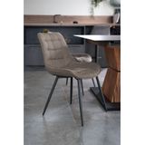HOME DELUXE Polsterstuhl Esszimmer IKALO - 2er Set - Webstoff Grau-Braun