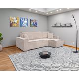 Wohnlandschaft Ecksofa COMO Cord mit Bett Sofa Schlafsofa Ottomane rechts links universell - Creme