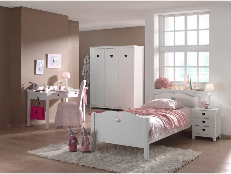 Vipack 4tlg. Set Amori bestehend aus: Bett, Nachtkommode, Kleiderschrank 3trg. & Schreibtisch