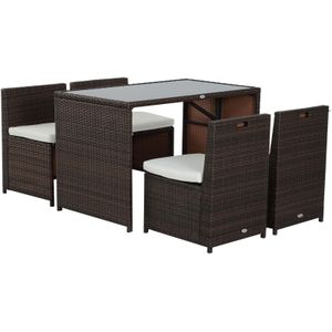Outsunny Gartenmöbel Set Stahl, PE Polyrattan, Polyester