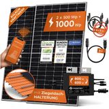 Solarway® 1000W Balkonkraftwerk 800W komplett Steckdose - neuester 800 Watt Wechselrichter - Solaranlage Komplettset - 500W bifaziale Solarmodule & Envertech & Zubehör