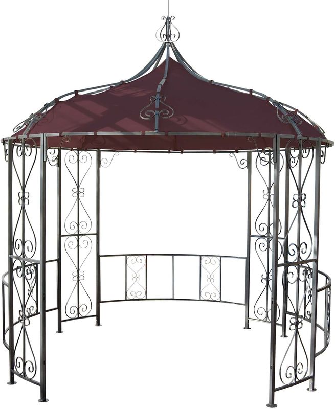 Pergola Cabrera, Rundpavillon Garten Pavillon, stabiles Stahl-Gestell Ø 3m ~ rot-braun