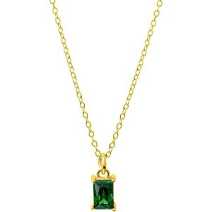 Celesta Silber Anhänger mit Kette 925/- Sterling Silber vergoldet Zirkonia grün
