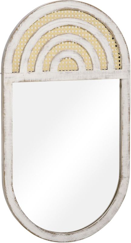HOMCOM Wandspiegel MDF, Glas, Rattan
