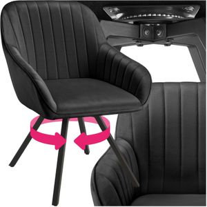 tectake® Drehbarer Armlehnstuhl , gepolstert, in Samtoptik, 360° drehbar, schlanke Stahlbeine, 58 x 58 x 82 cm