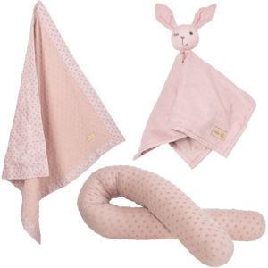 roba Organic Geschenkset 'Lil Planet' rosa/mauve, Bio-Bettschlange, -Decke & -Schmusetuch