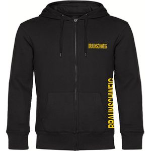 multifanshop Kapuzen Sweatshirt Jacke - Braunschweig - Brust & Seite - Druck gelb - Sweat