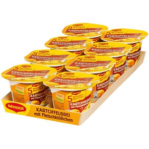 Maggi 5 Minuten Terrine Kartoffelbrei mit Fleischklößchen 46 g, 8er Pack