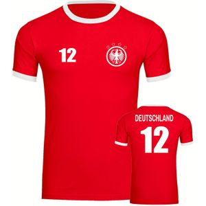 multifanshop Kontrast T-Shirt - Deutschland - Adler Retro Trikot 12 - Druck weiß - Männer