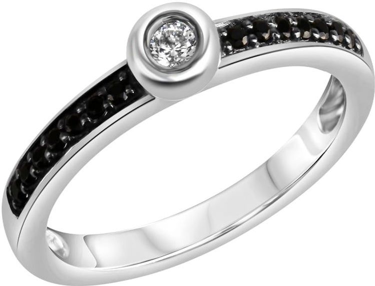 Celesta Silber Ring 925 Silber rhodiniert mit Zirkonia weiß und schwarz